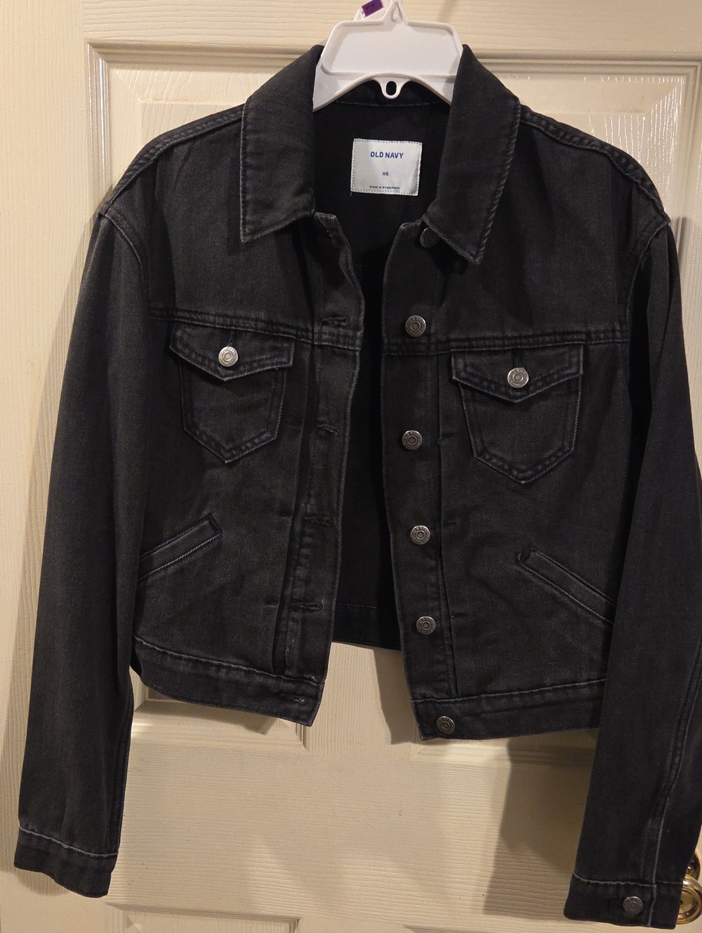 Old Navy Cropped Black Denim Jean Jacket